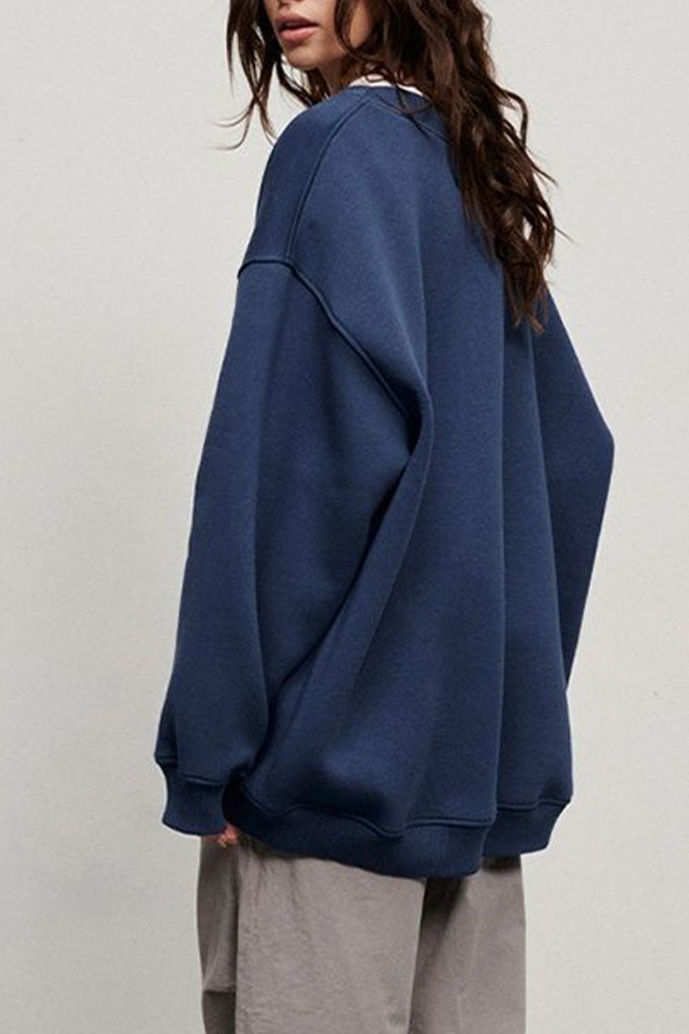 Oversize Round Neck Dropped Shoulder Sweatshirt - Mervyns