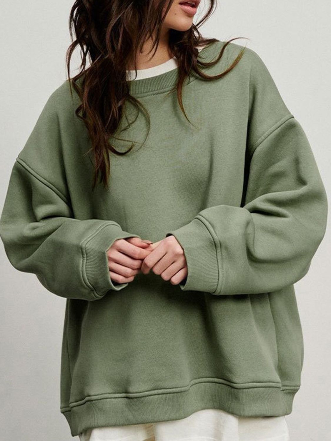 Oversize Round Neck Dropped Shoulder Sweatshirt - Mervyns