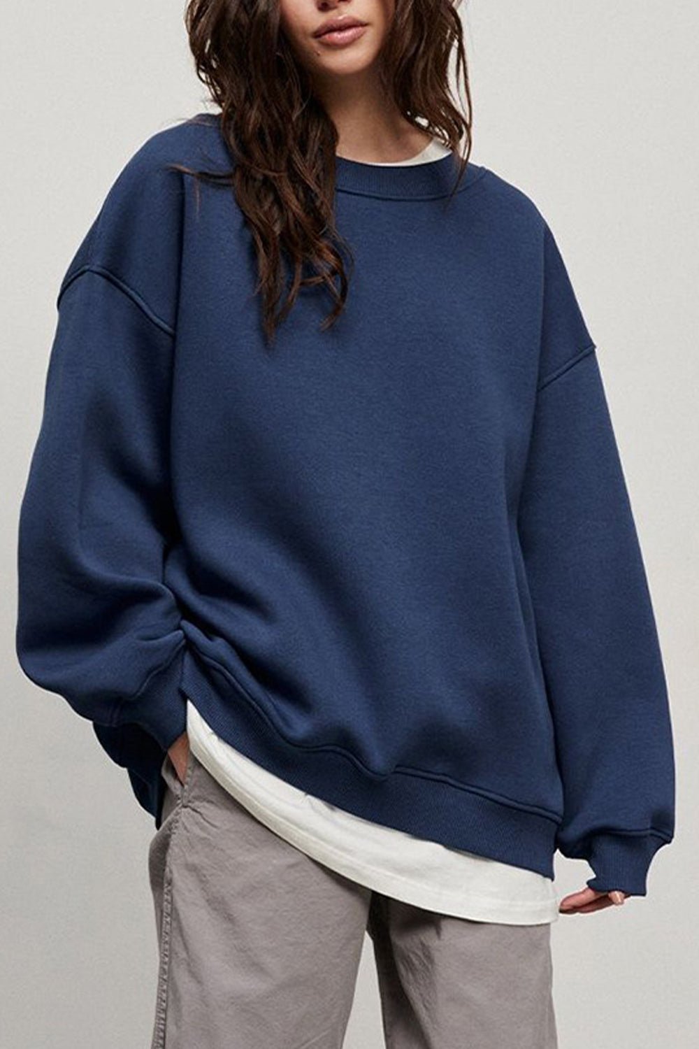 Oversize Round Neck Dropped Shoulder Sweatshirt - Mervyns