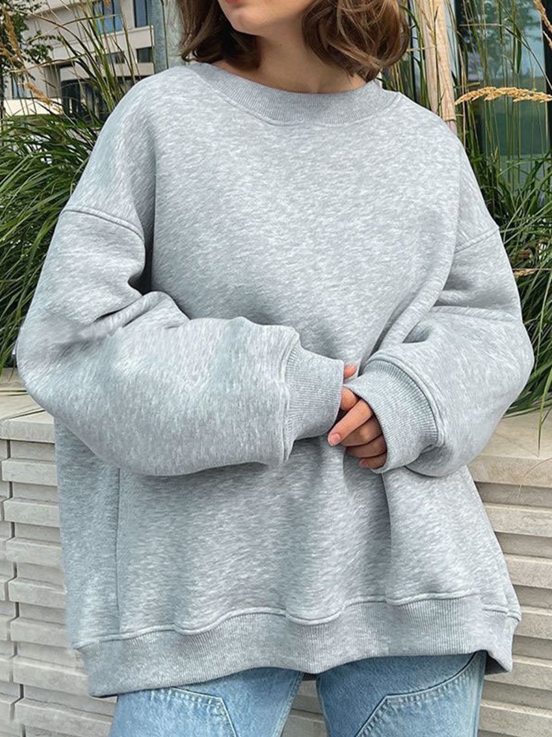 Oversize Round Neck Dropped Shoulder Sweatshirt - Mervyns