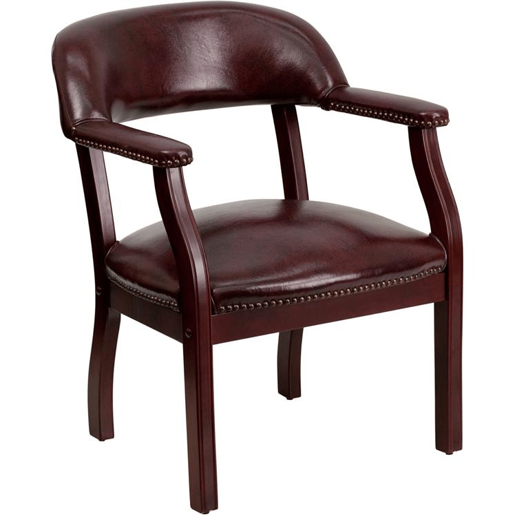 Oxblood Vinyl Luxurious Conference Chair with Accent Nail Trim - Mervyns
