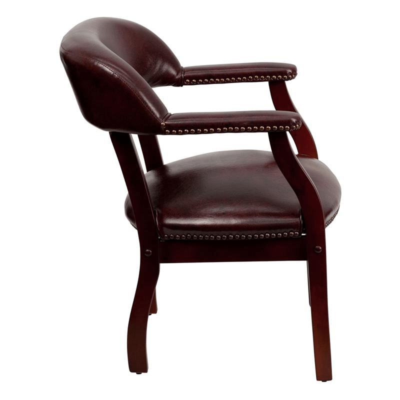Oxblood Vinyl Luxurious Conference Chair with Accent Nail Trim - Mervyns
