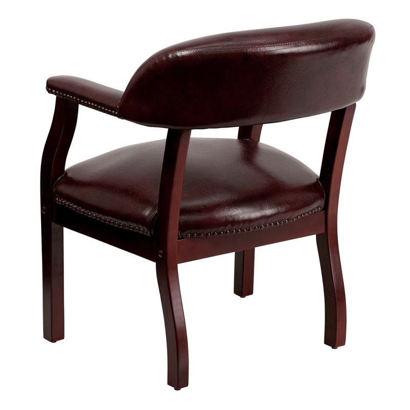 Oxblood Vinyl Luxurious Conference Chair with Accent Nail Trim - Mervyns