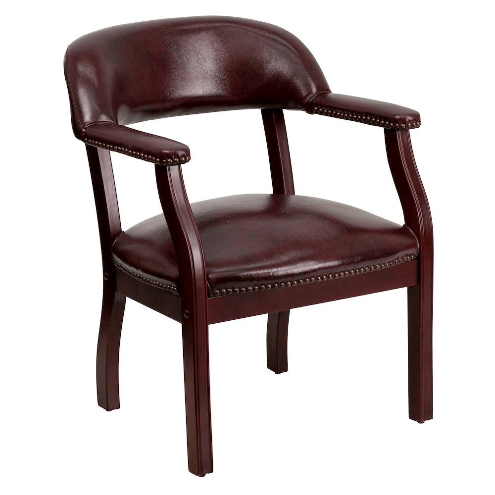 Oxblood Vinyl Luxurious Conference Chair with Accent Nail Trim - Mervyns
