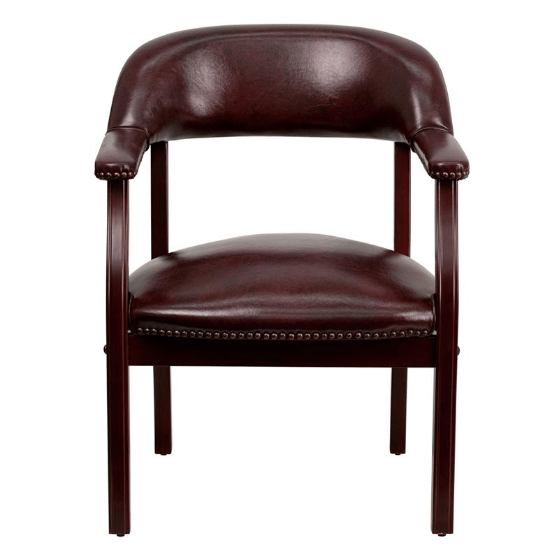 Oxblood Vinyl Luxurious Conference Chair with Accent Nail Trim - Mervyns