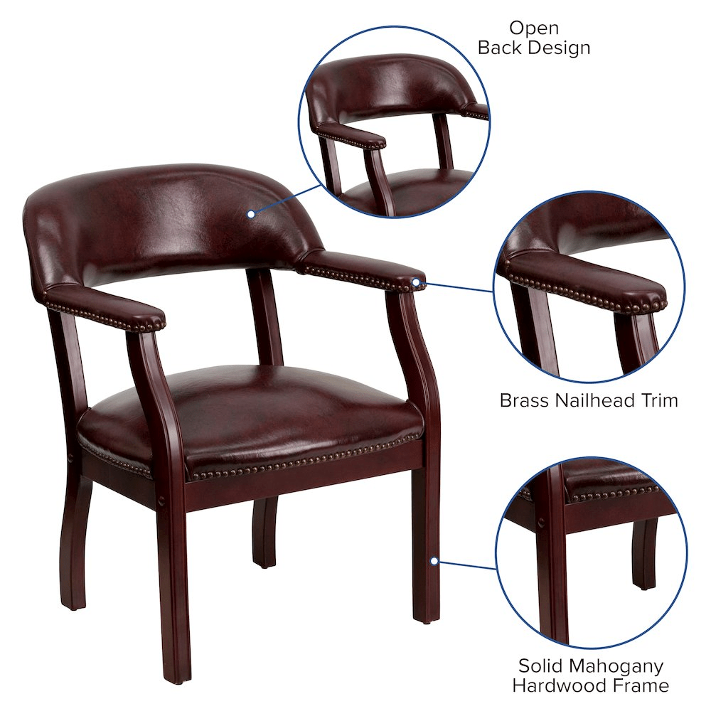 Oxblood Vinyl Luxurious Conference Chair with Accent Nail Trim - Mervyns