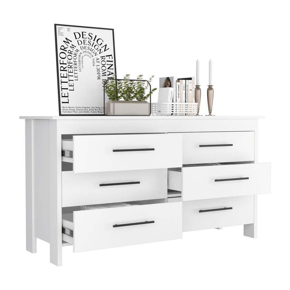 Paris 6 Drawer Double Dresser - White - Mervyns