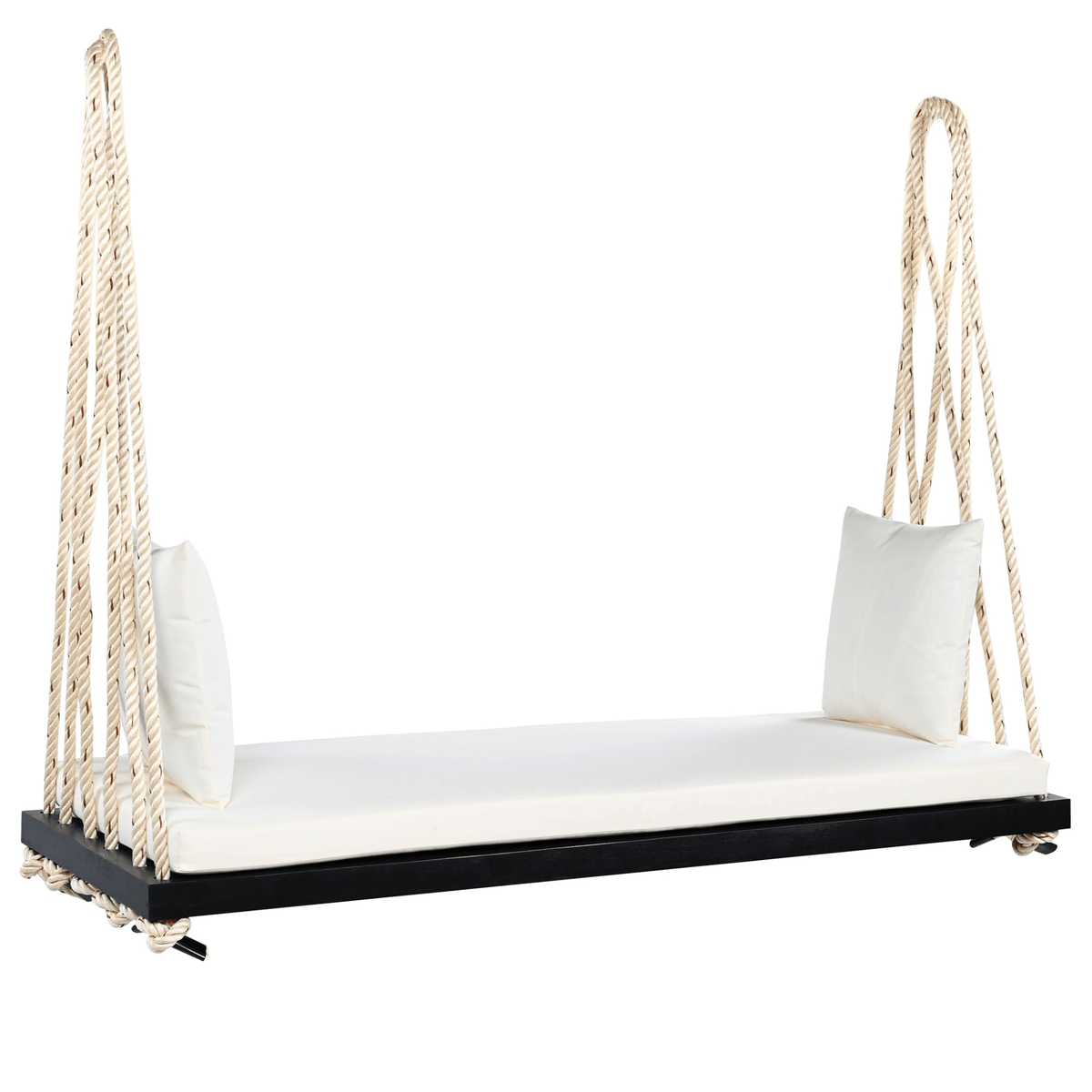 Patio Wooden Swing Chair Hanging Porch Swing Bench with Cushion & Pillows - Mervyns