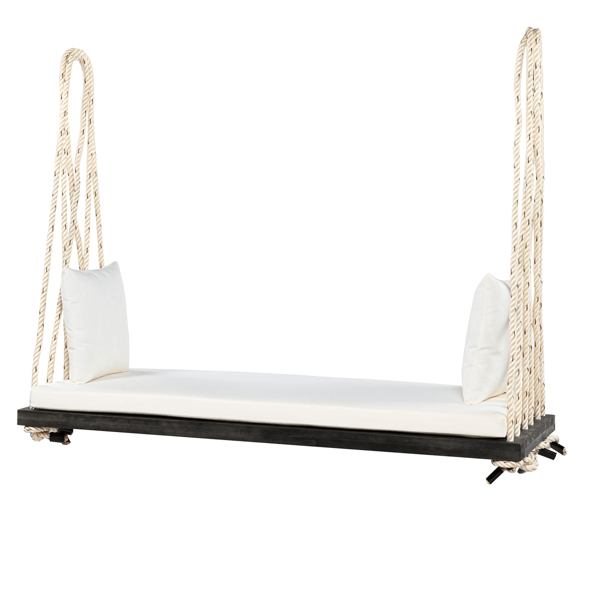 Patio Wooden Swing Chair Hanging Porch Swing Bench with Cushion & Pillows - Mervyns