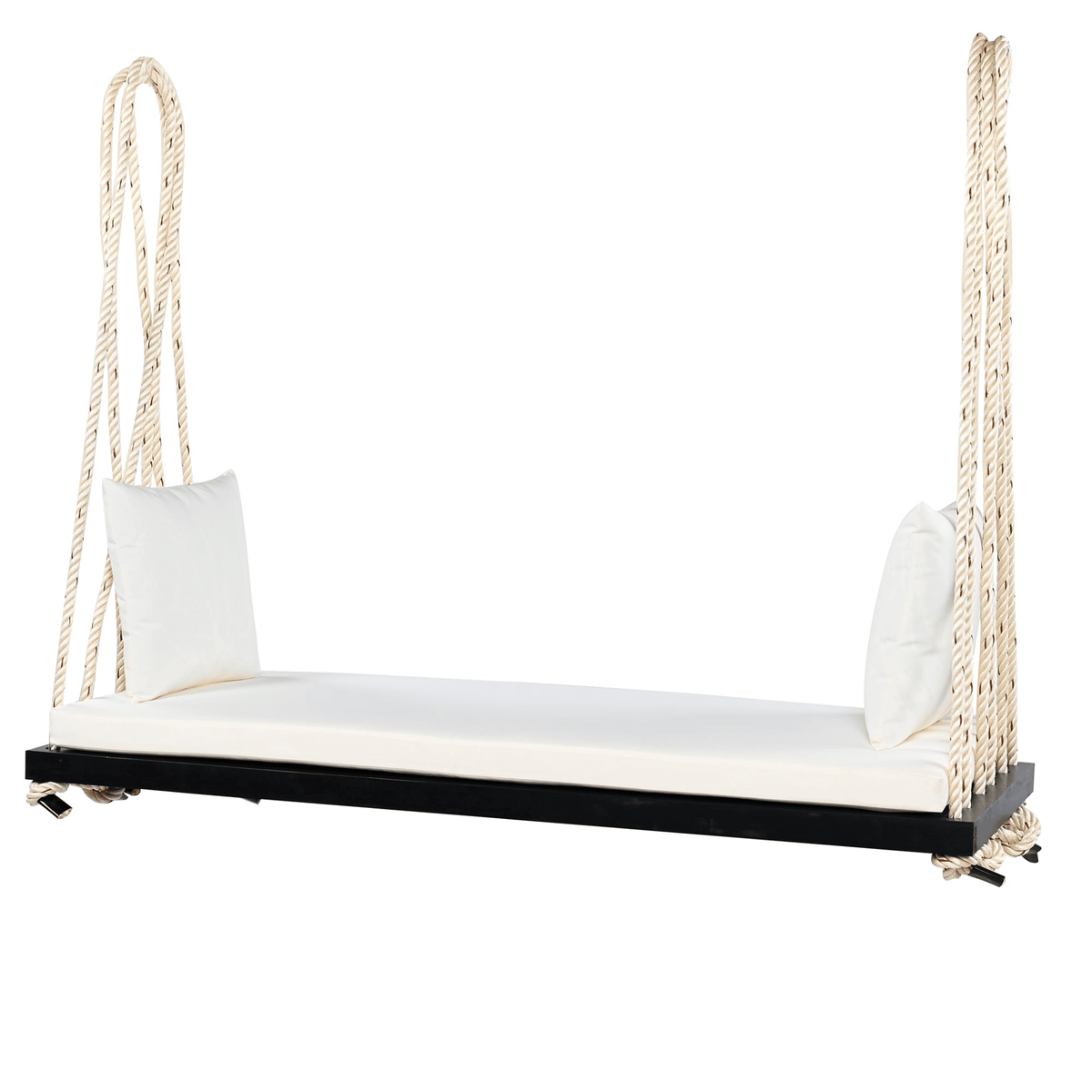 Patio Wooden Swing Chair Hanging Porch Swing Bench with Cushion & Pillows - Mervyns