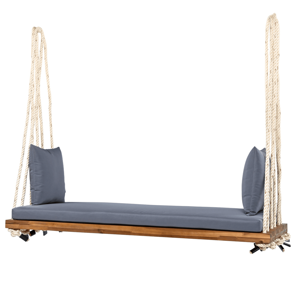Patio Wooden Swing Chair Hanging Porch Swing Bench with Cushion & Pillows - Mervyns