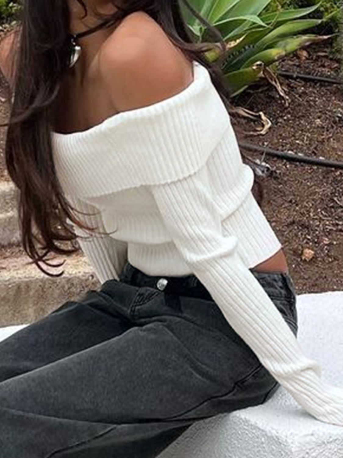 Perfee Off Shoulder Long Sleeve Sweater - Mervyns