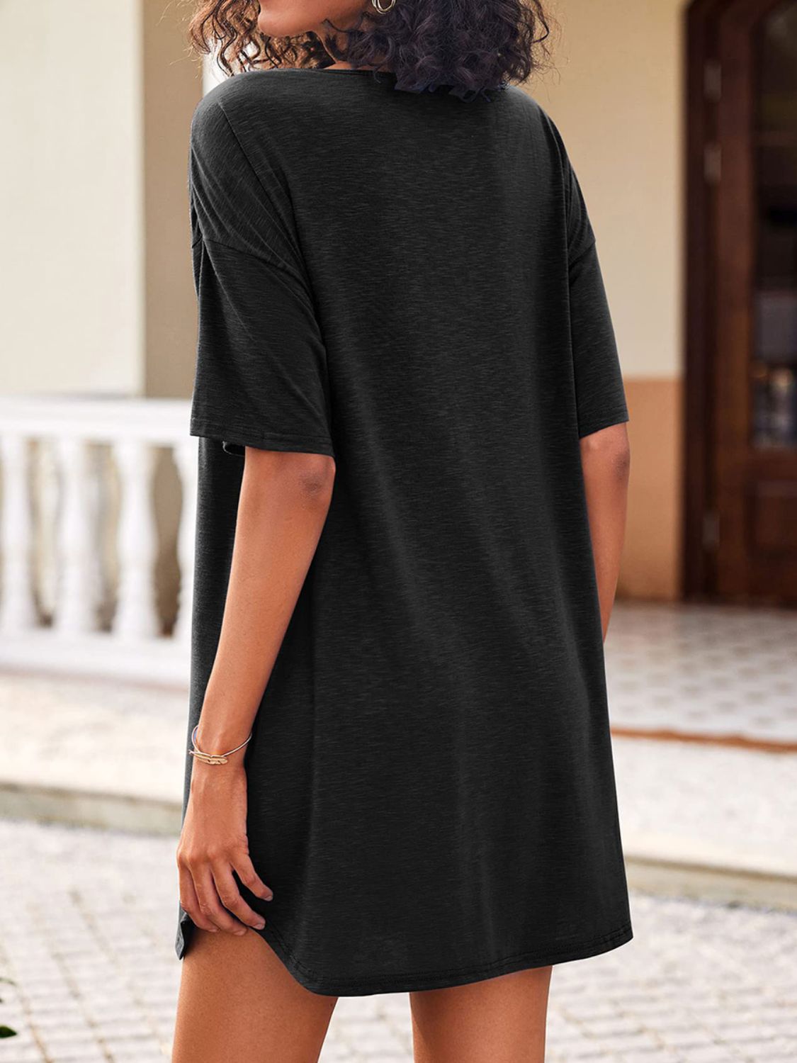 Pocketed V-Neck Short Sleeve Tee Dress - Mervyns