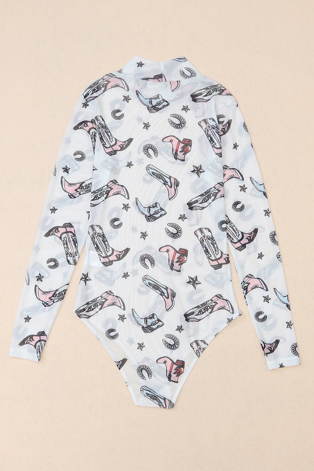 Printed Mock Neck Long Sleeve Bodysuit - Mervyns
