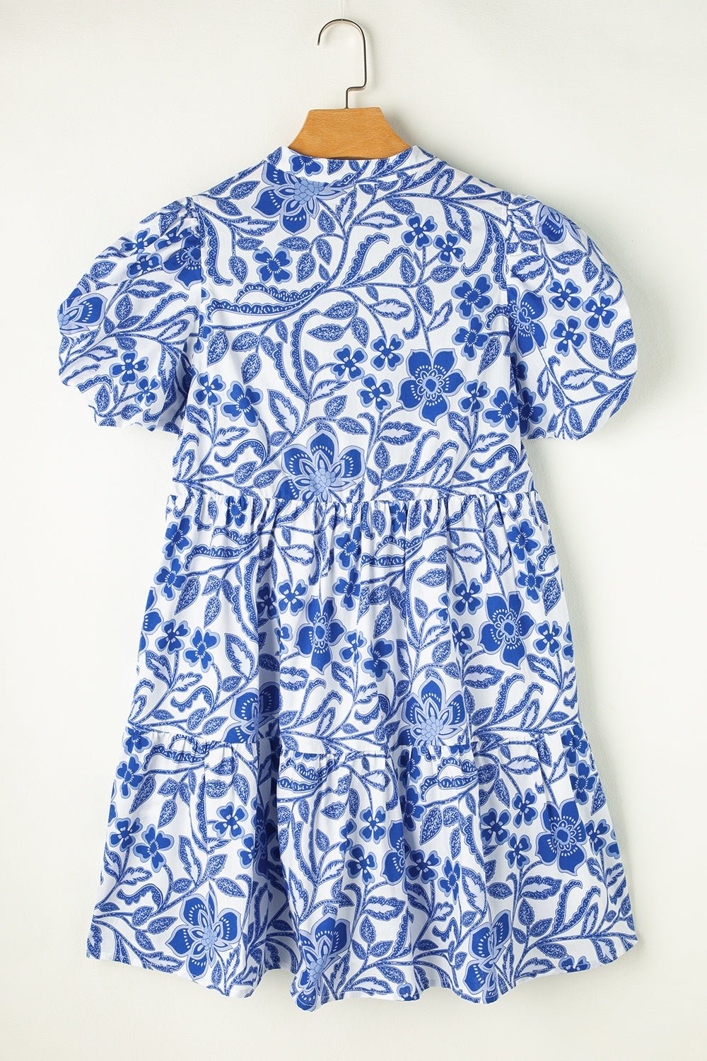 Printed Notched Puff Sleeve Dress - Mervyns