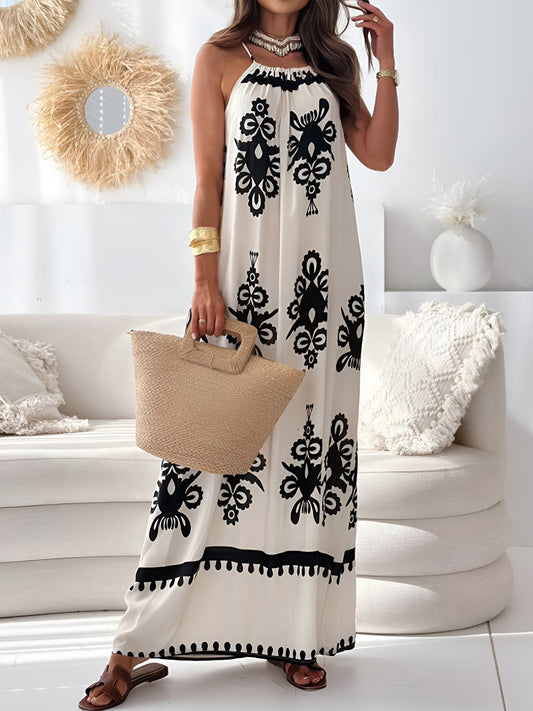 Printed Spaghetti Strap Sleeveless Maxi Dress - Mervyns