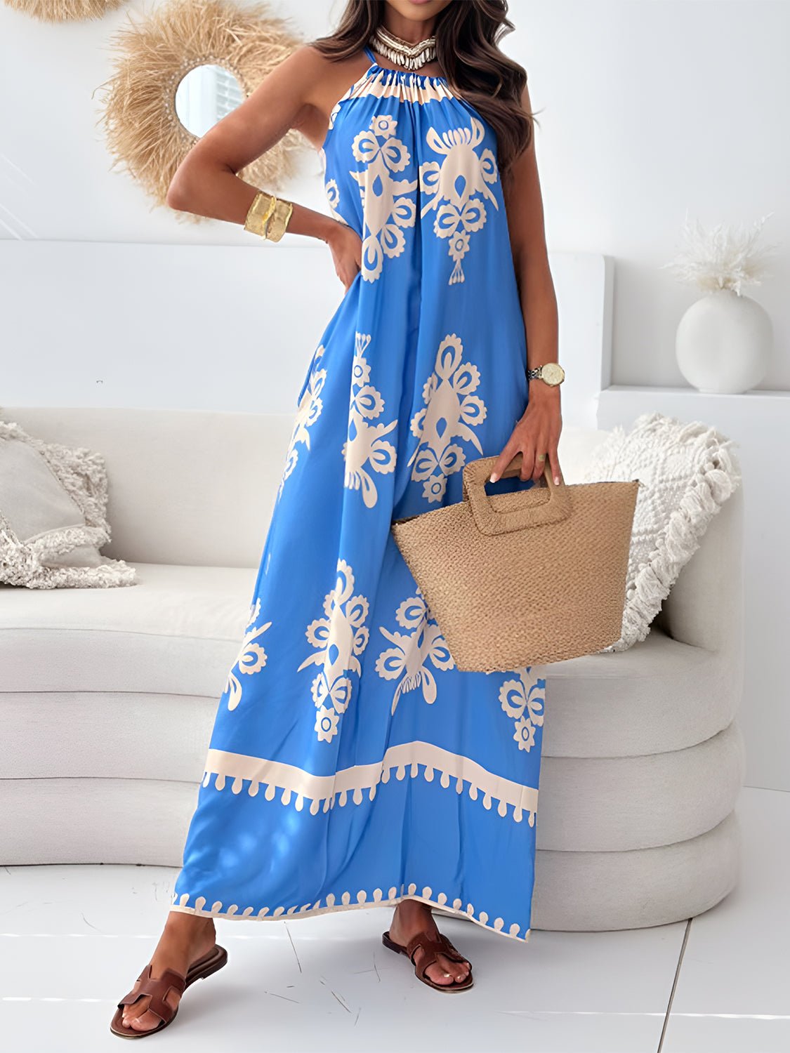 Printed Spaghetti Strap Sleeveless Maxi Dress - Mervyns