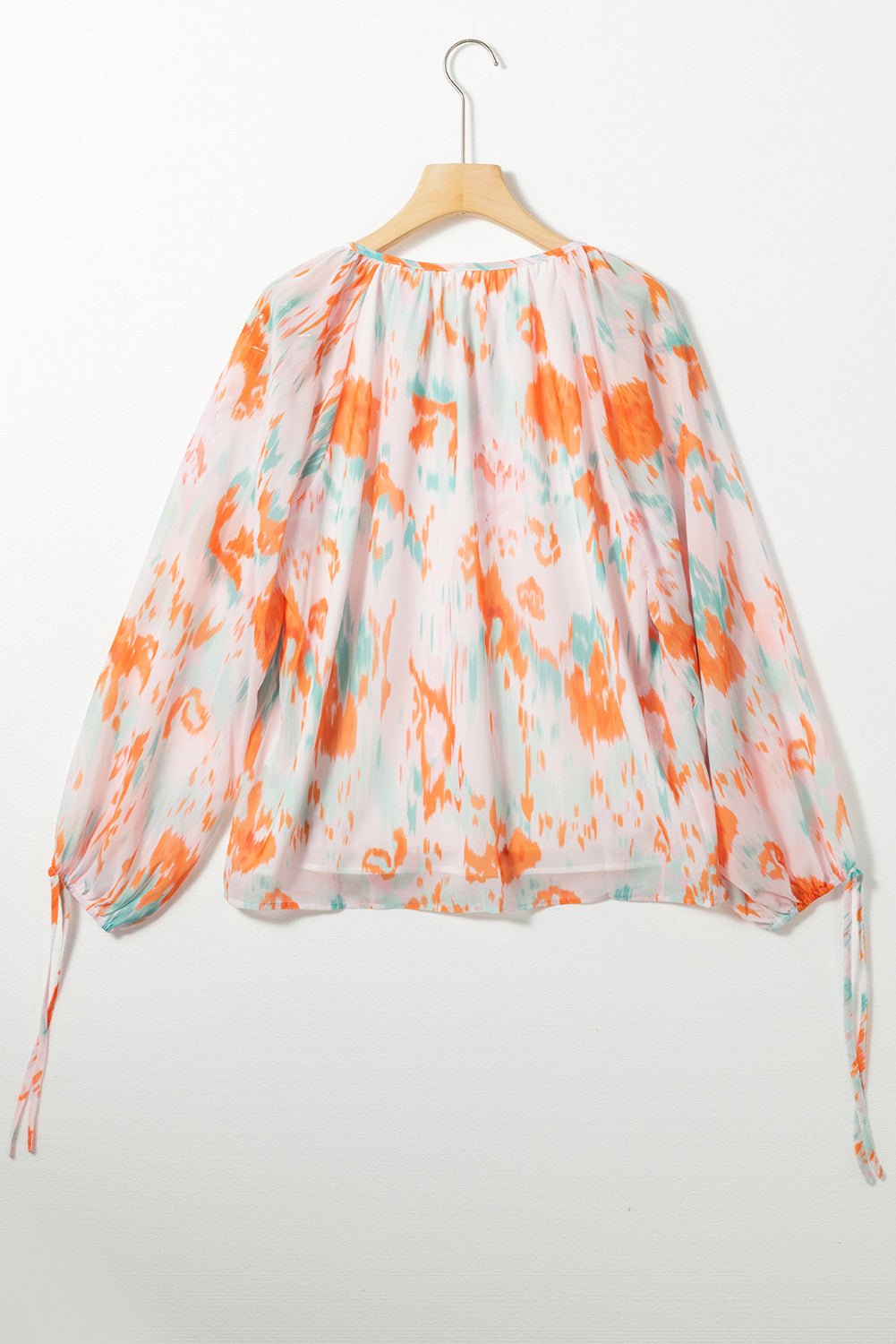 Printed Tie Neck Long Sleeve Blouse - Mervyns