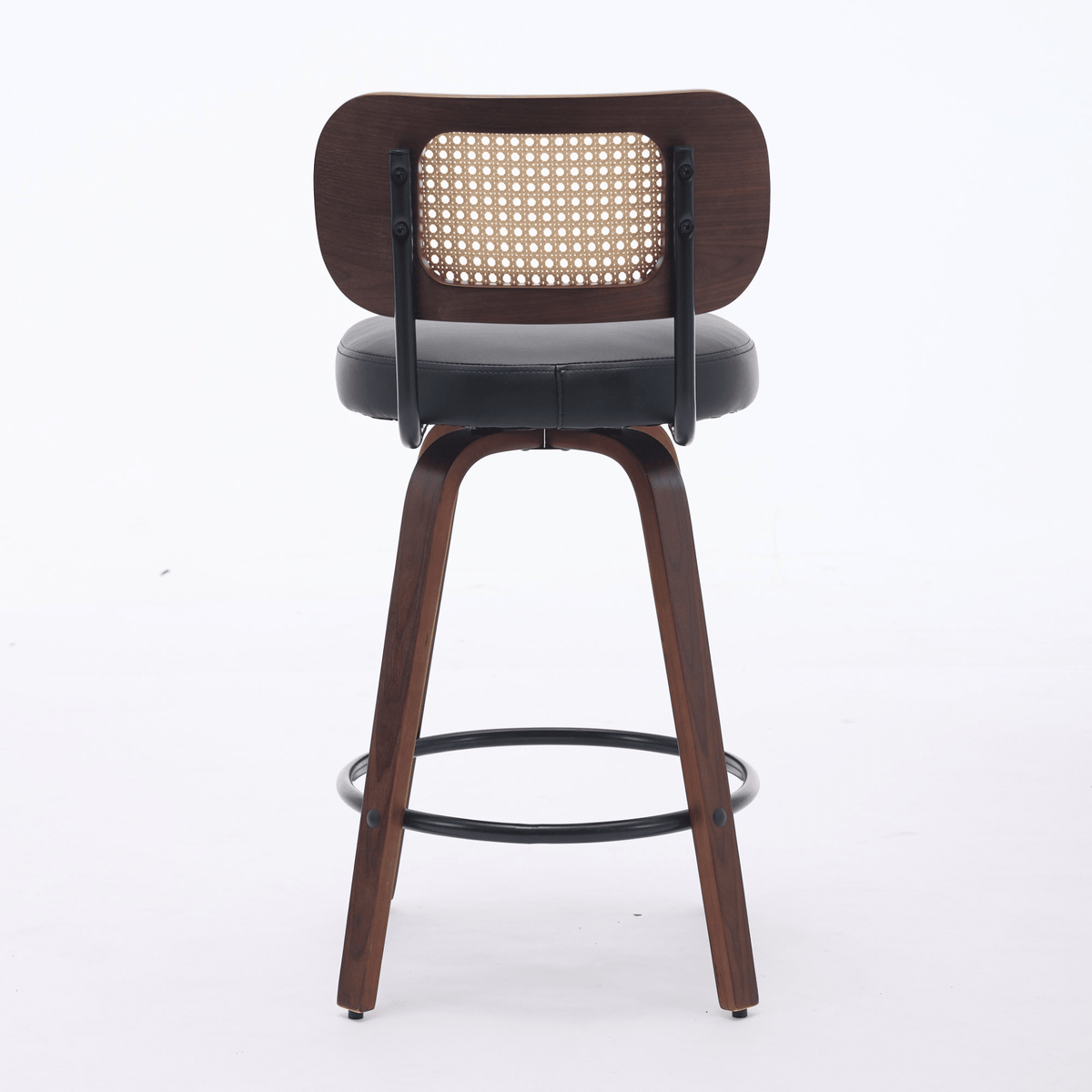 Rattan Counter Height Swivel Stools with Cane Back and Upholstered Seat for Kitchen - Mervyns