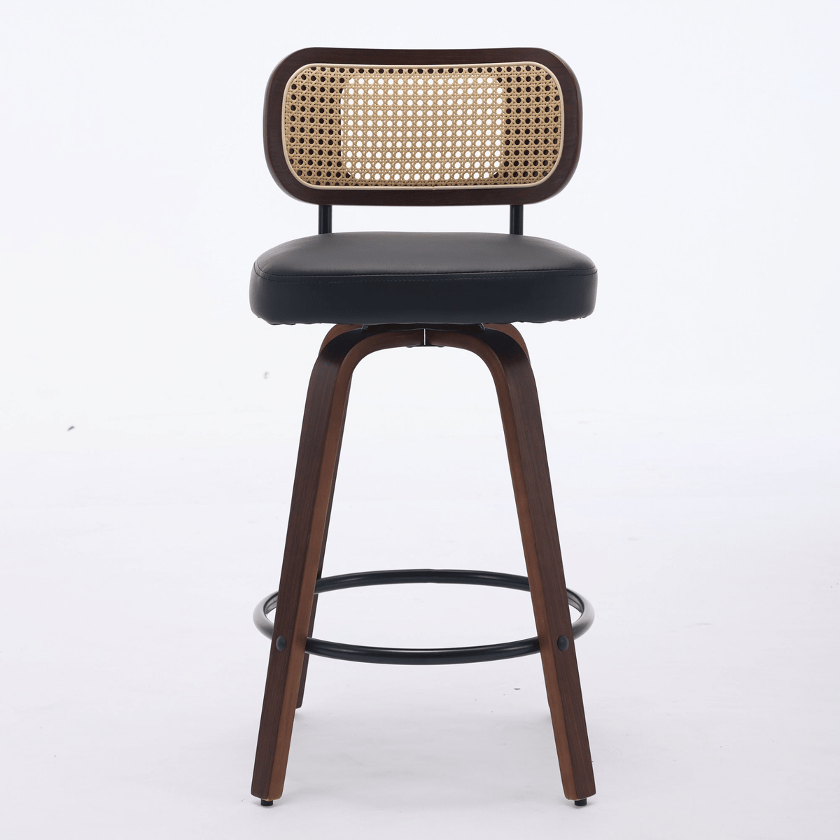 Rattan Counter Height Swivel Stools with Cane Back and Upholstered Seat for Kitchen - Mervyns