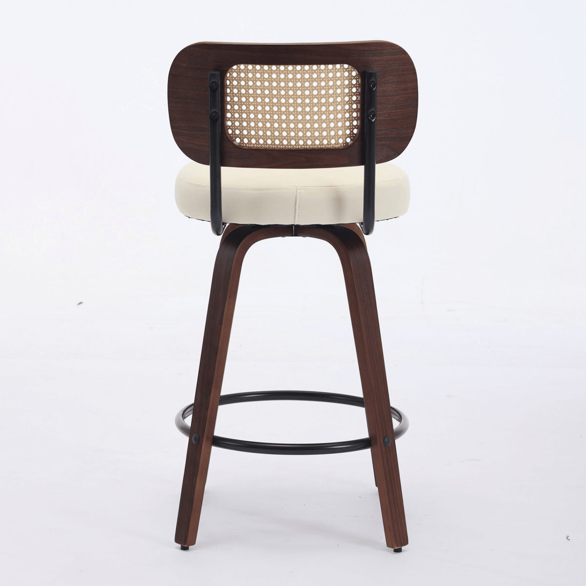 Rattan Counter Height Swivel Stools with Cane Back and Upholstered Seat for Kitchen - Mervyns