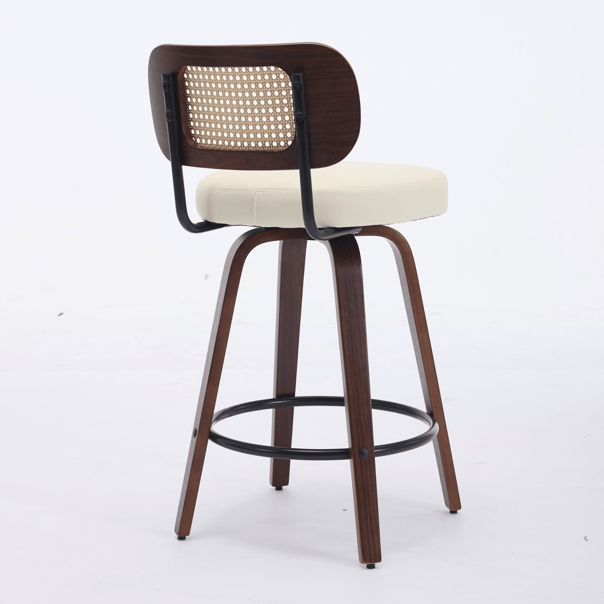 Rattan Counter Height Swivel Stools with Cane Back and Upholstered Seat for Kitchen - Mervyns