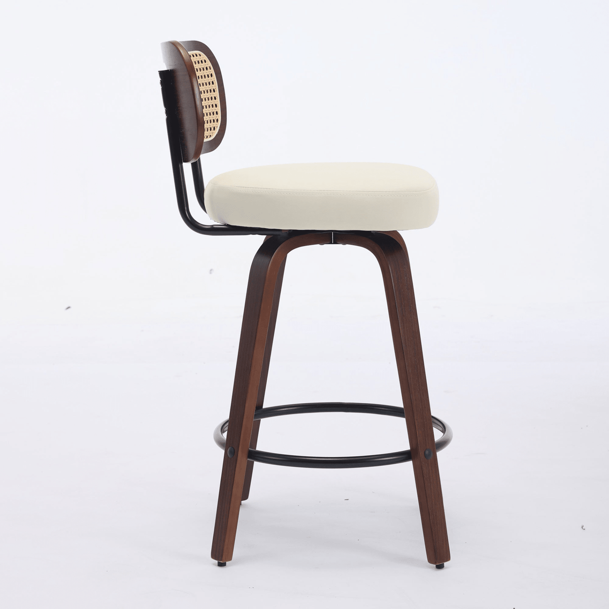 Rattan Counter Height Swivel Stools with Cane Back and Upholstered Seat for Kitchen - Mervyns