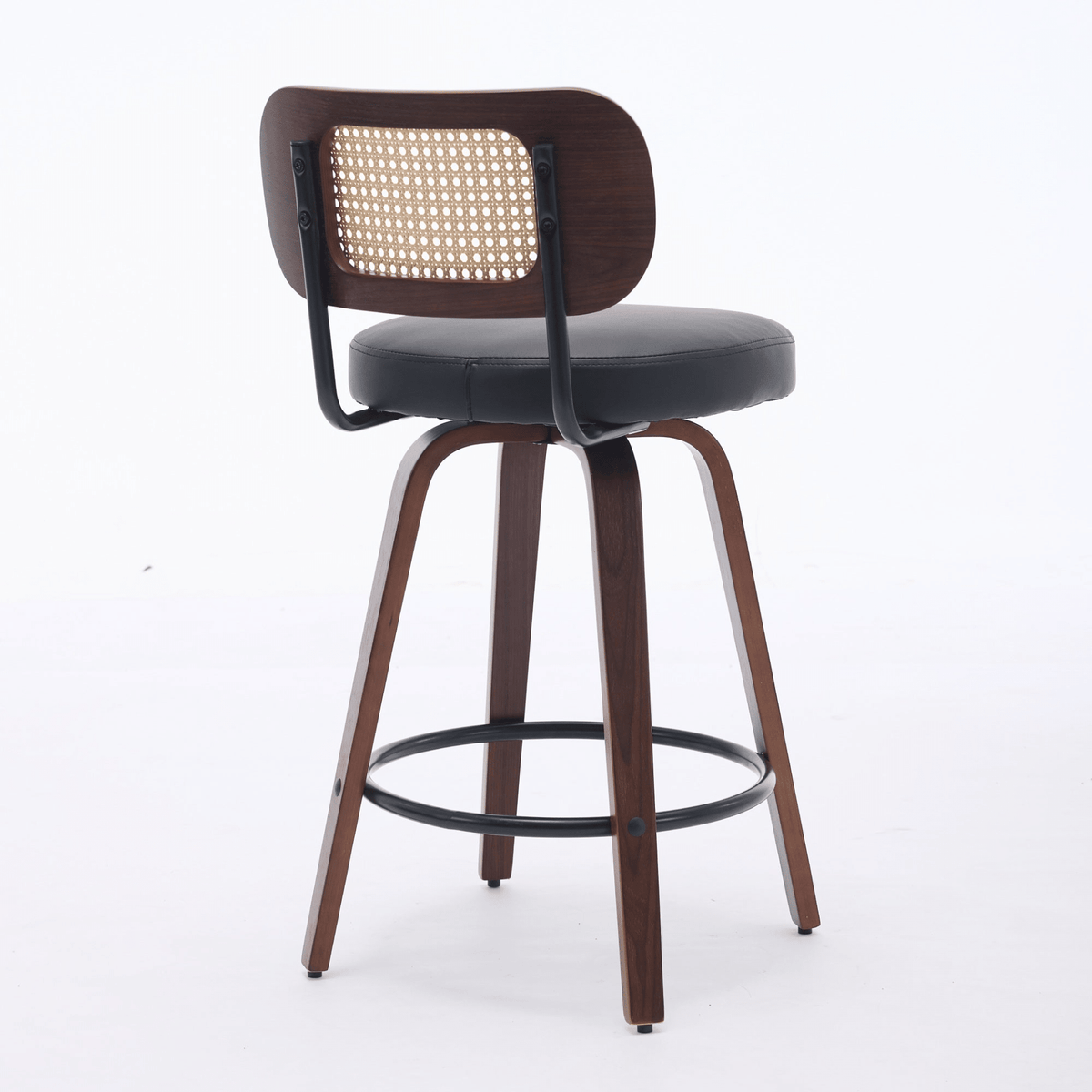Rattan Counter Height Swivel Stools with Cane Back and Upholstered Seat for Kitchen - Mervyns