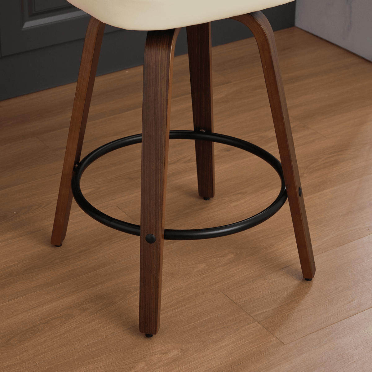 Rattan Counter Height Swivel Stools with Cane Back and Upholstered Seat for Kitchen - Mervyns