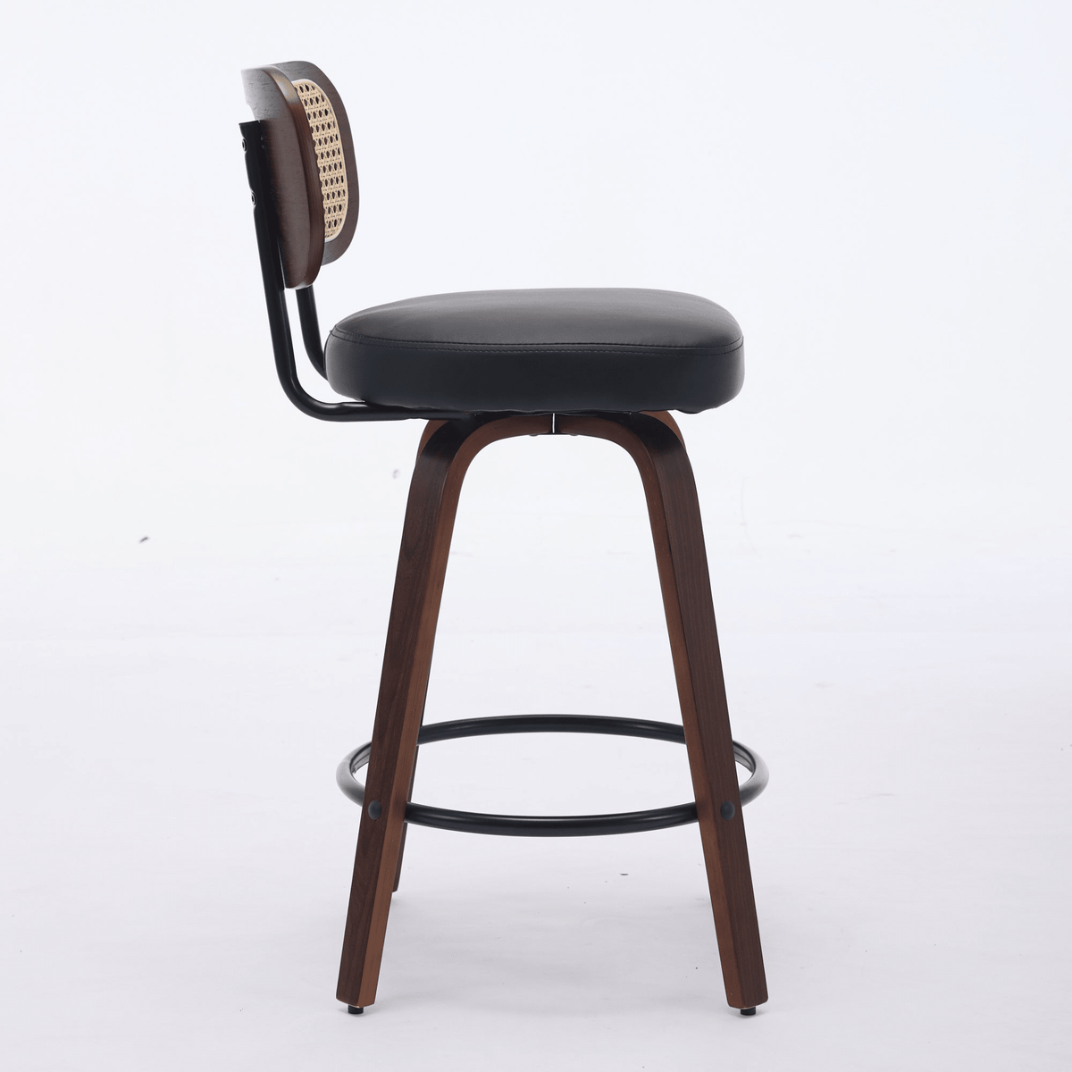 Rattan Counter Height Swivel Stools with Cane Back and Upholstered Seat for Kitchen - Mervyns