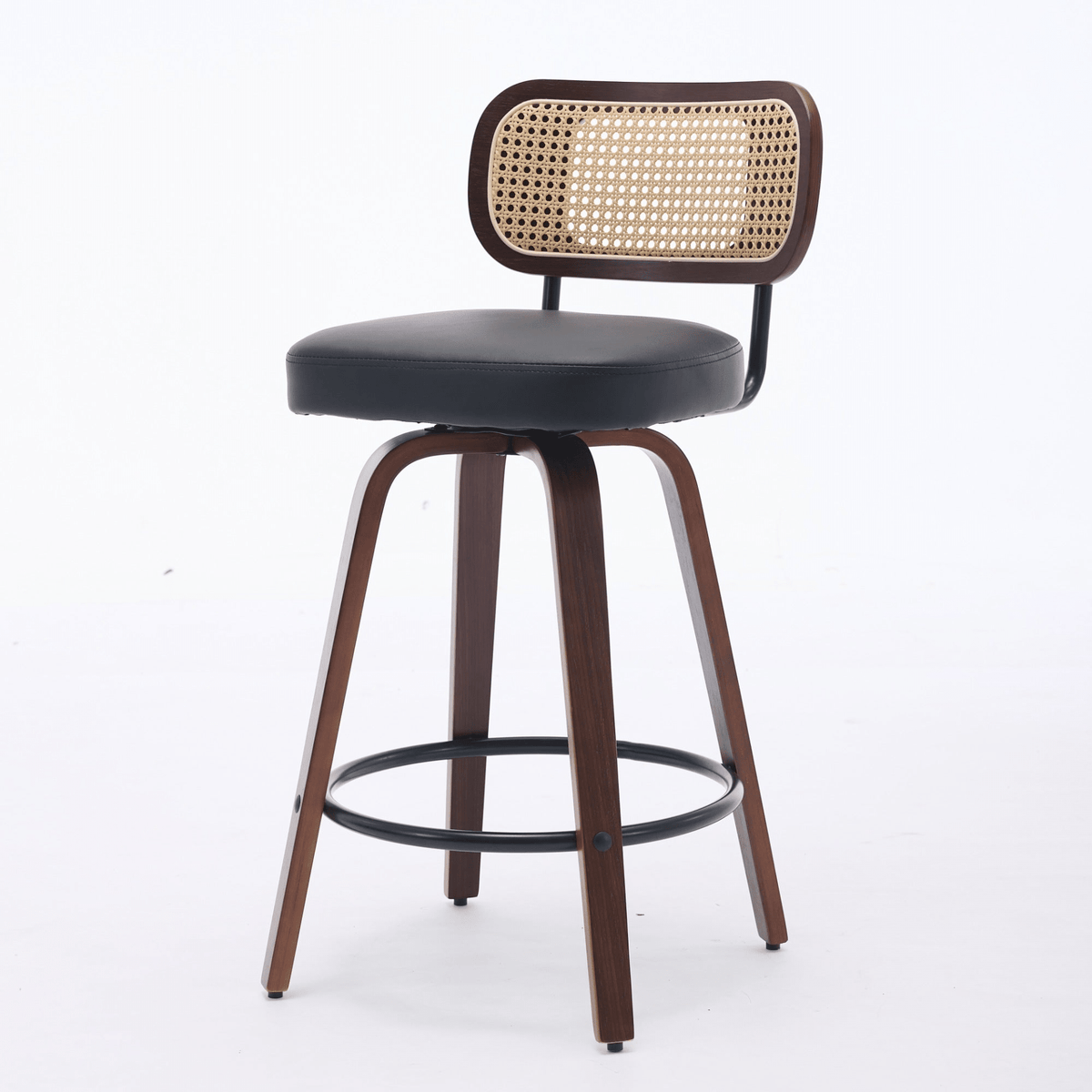 Rattan Counter Height Swivel Stools with Cane Back and Upholstered Seat for Kitchen - Mervyns