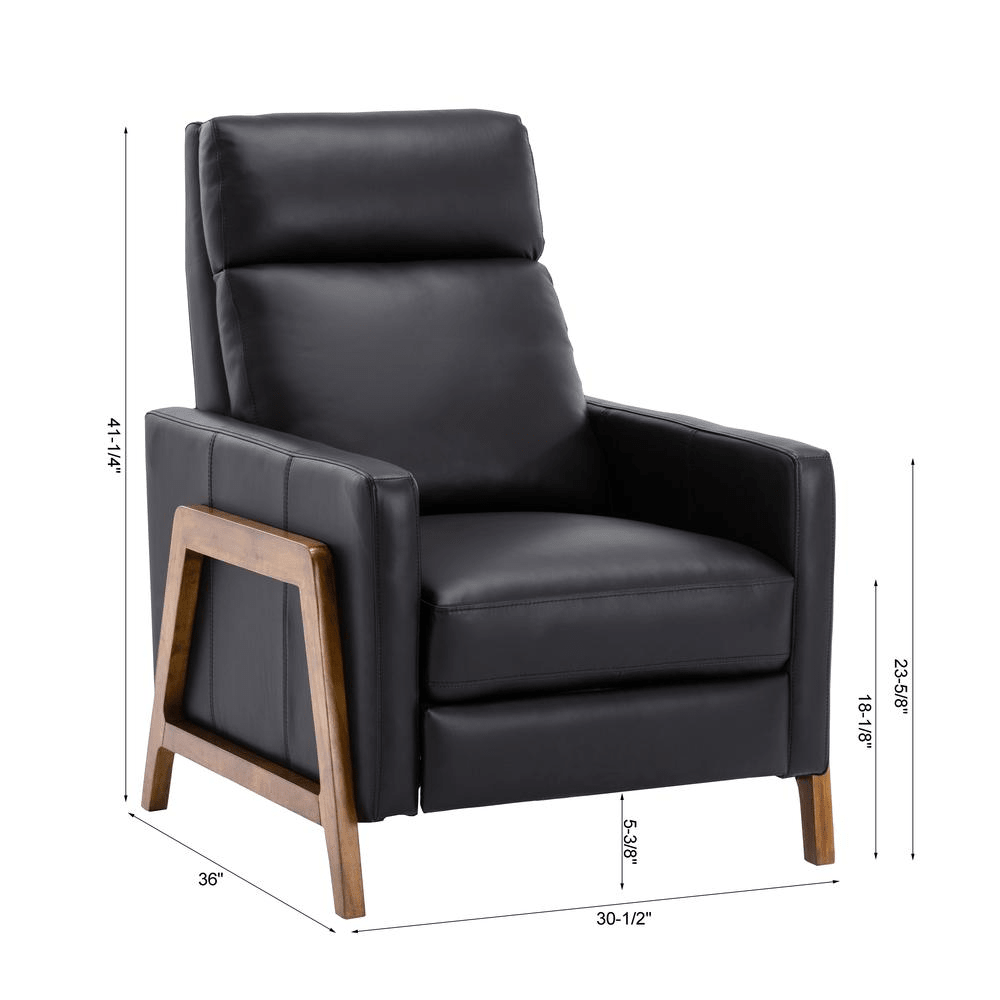 Reed Leather Push Back Recliner - Black - Mervyns