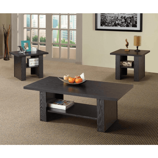 Rodez 3-piece Engineered Wood Coffee Table Set Black Oak - Mervyns