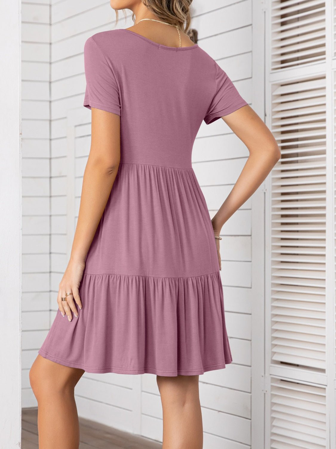 Round Neck Short Sleeve Mini Tee Dress - Mervyns