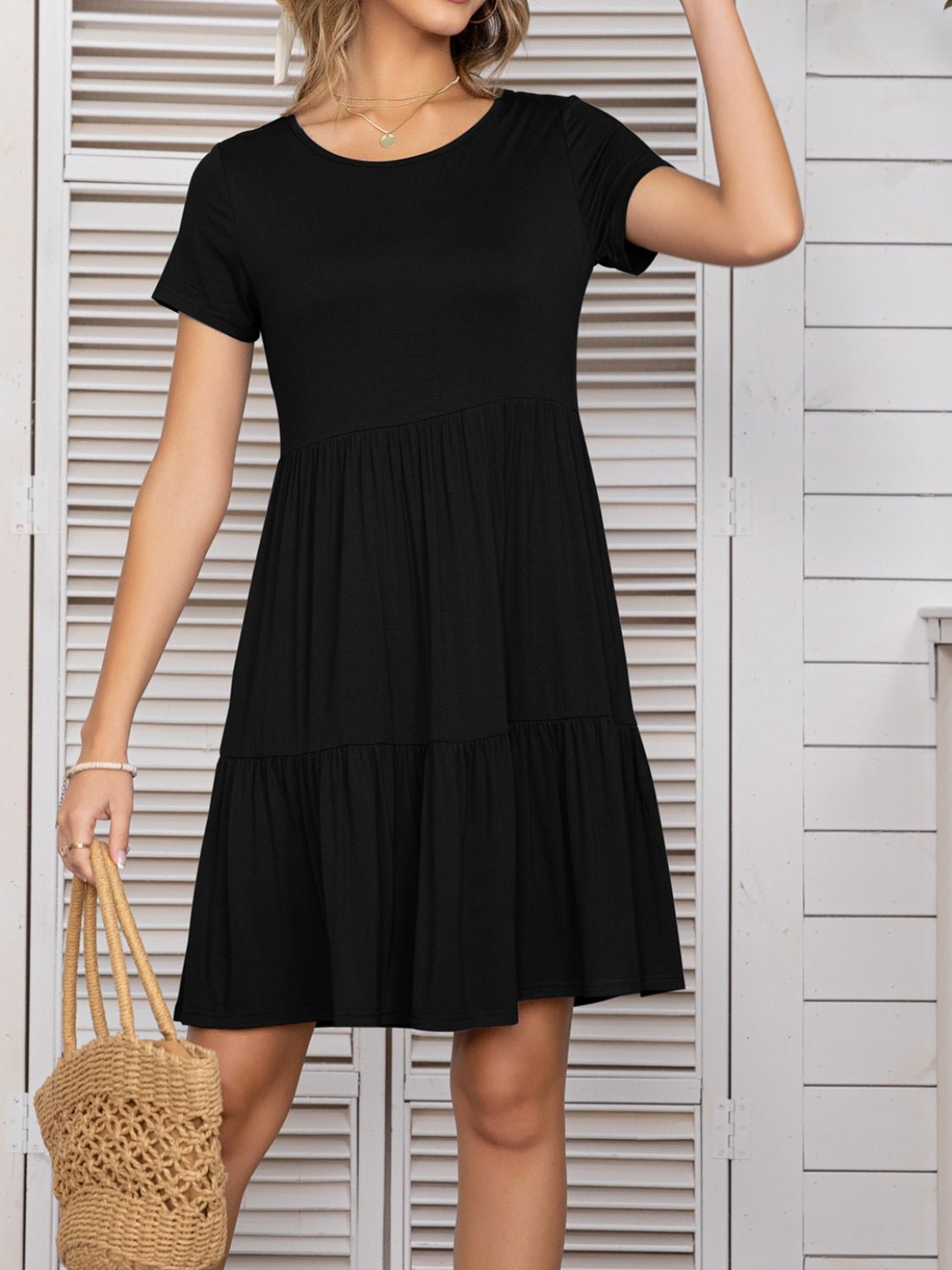 Round Neck Short Sleeve Mini Tee Dress - Mervyns