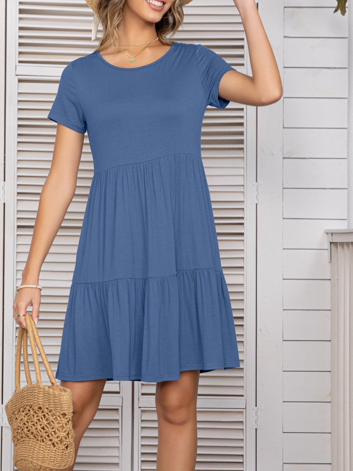 Round Neck Short Sleeve Mini Tee Dress - Mervyns