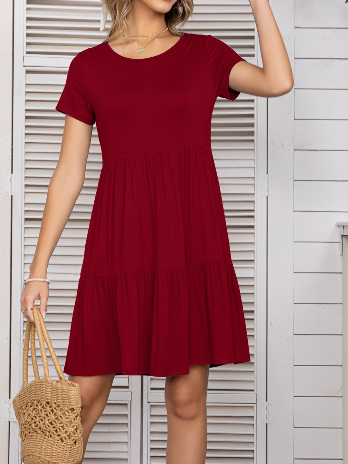 Round Neck Short Sleeve Mini Tee Dress - Mervyns