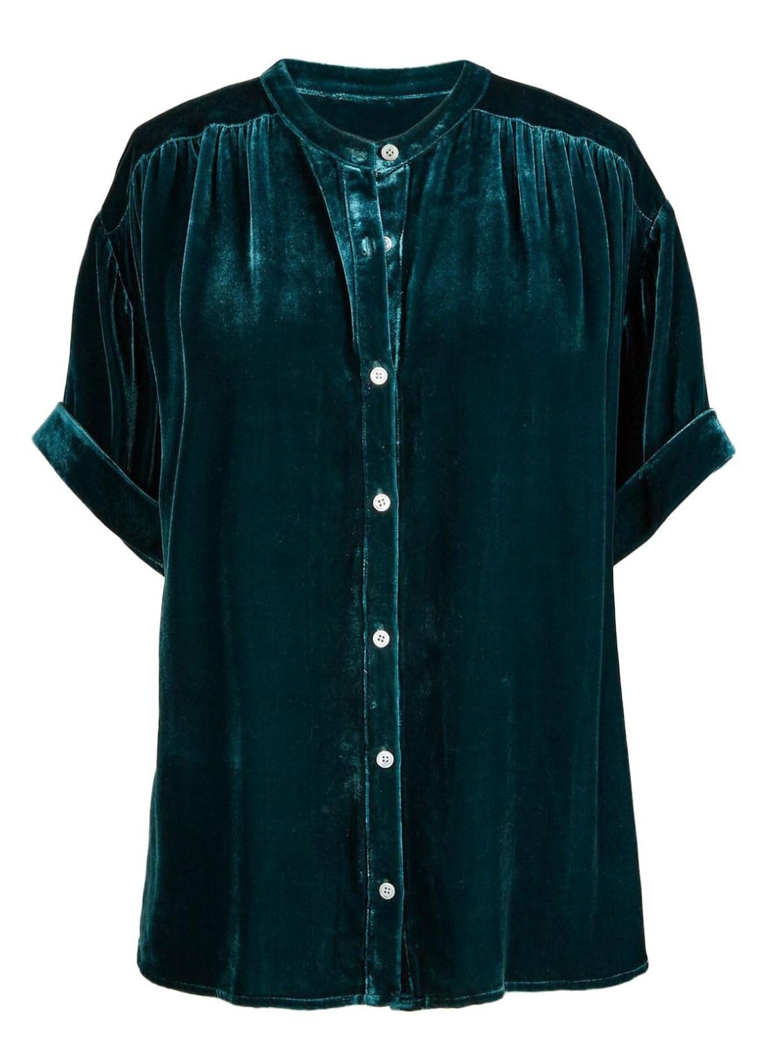 Ruched Round Neck Short Sleeve Shirt - Mervyns
