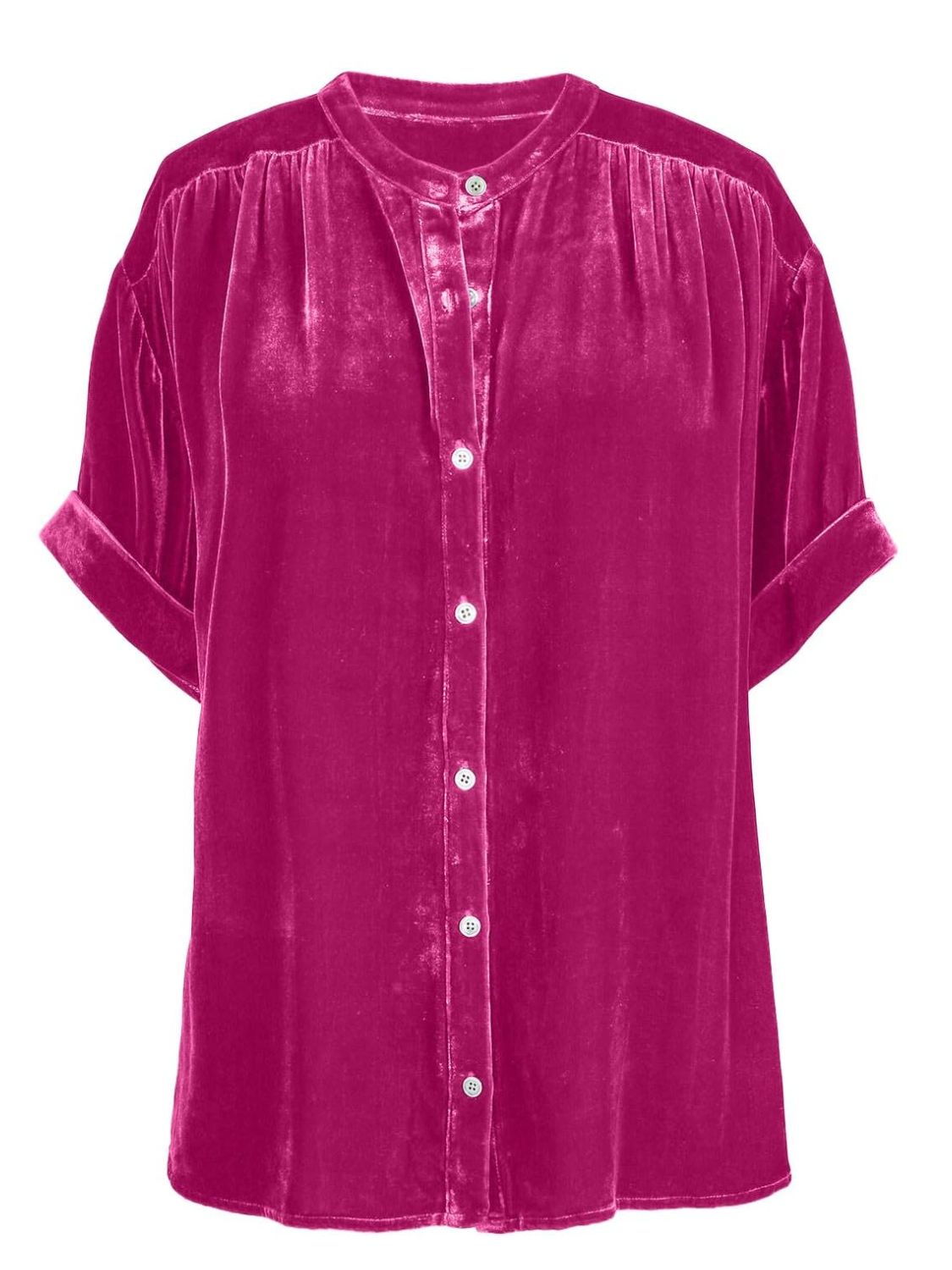 Ruched Round Neck Short Sleeve Shirt - Mervyns