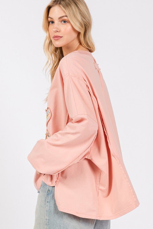 SAGE + FIG Flower Patch Dropped Shoulder Oversize Top - Mervyns