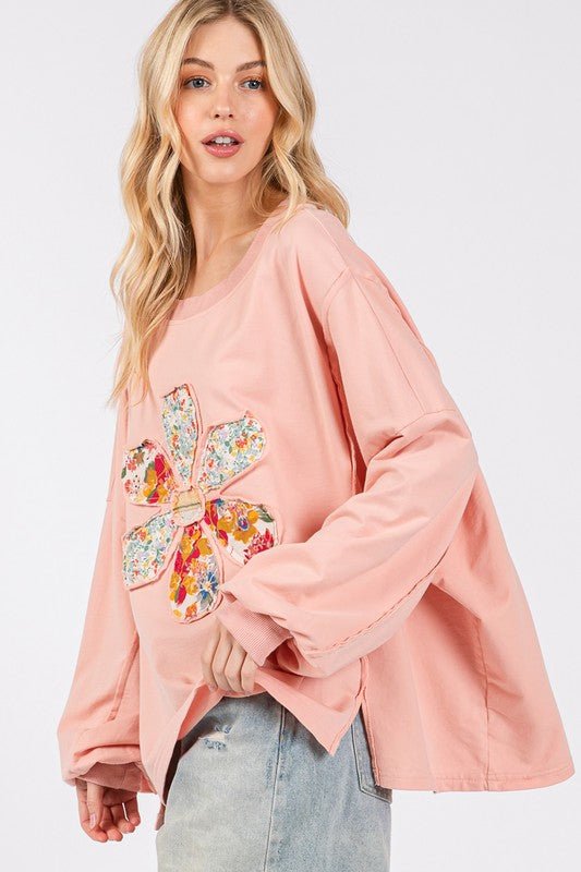SAGE + FIG Flower Patch Dropped Shoulder Oversize Top - Mervyns