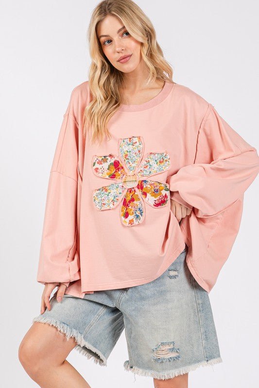 SAGE + FIG Flower Patch Dropped Shoulder Oversize Top - Mervyns