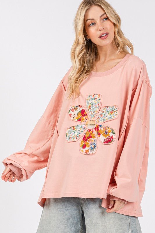 SAGE + FIG Flower Patch Dropped Shoulder Oversize Top - Mervyns