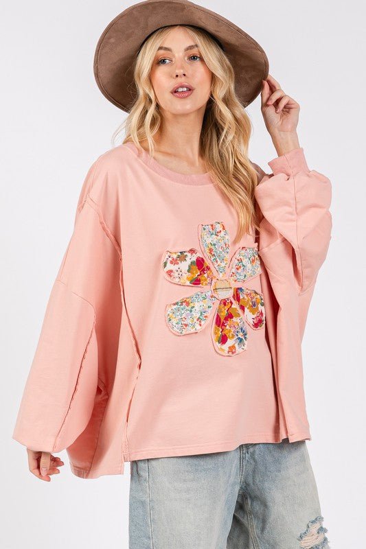 SAGE + FIG Flower Patch Dropped Shoulder Oversize Top - Mervyns