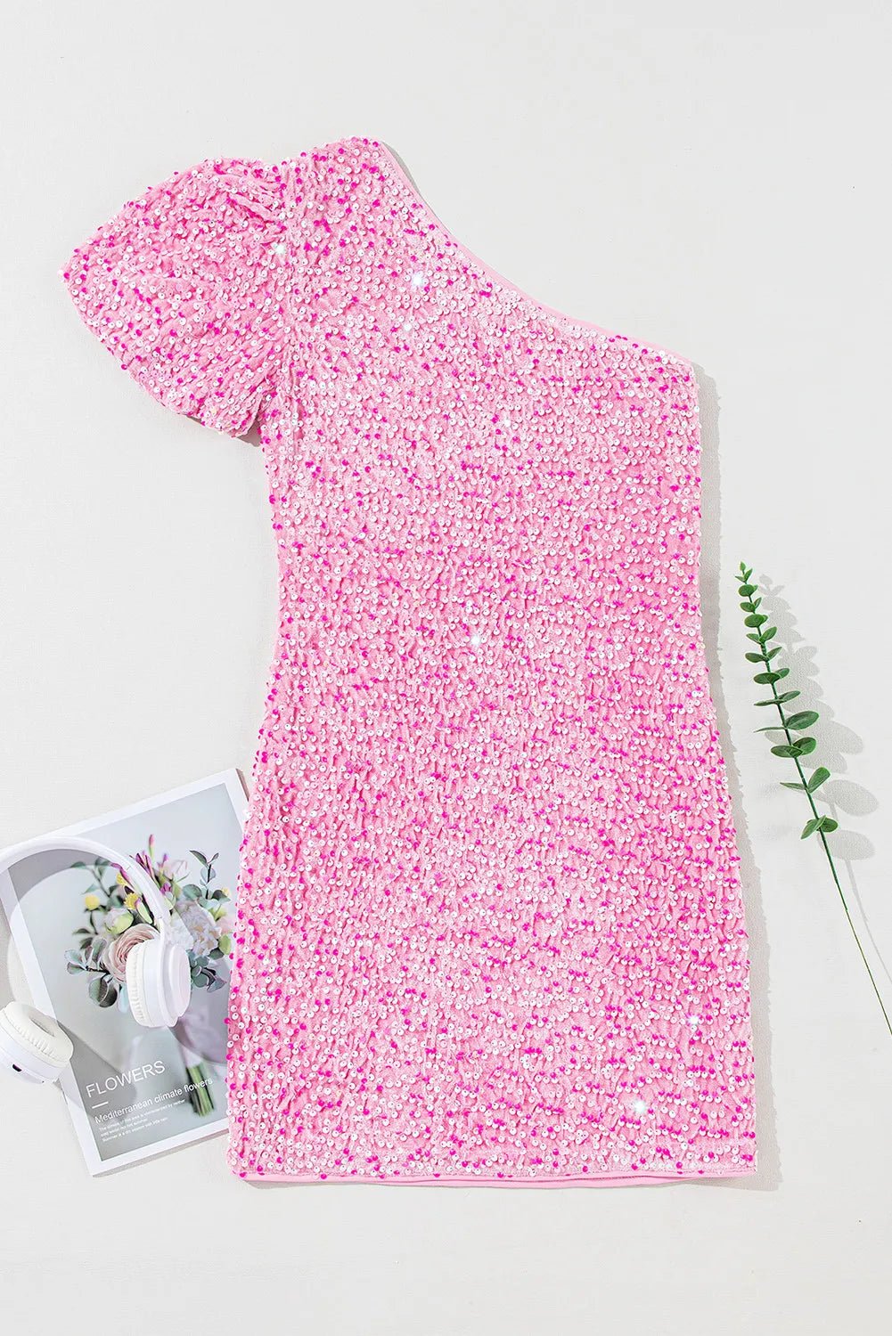 Sequin Single Shoulder Short Sleeve Mini Dress - Mervyns
