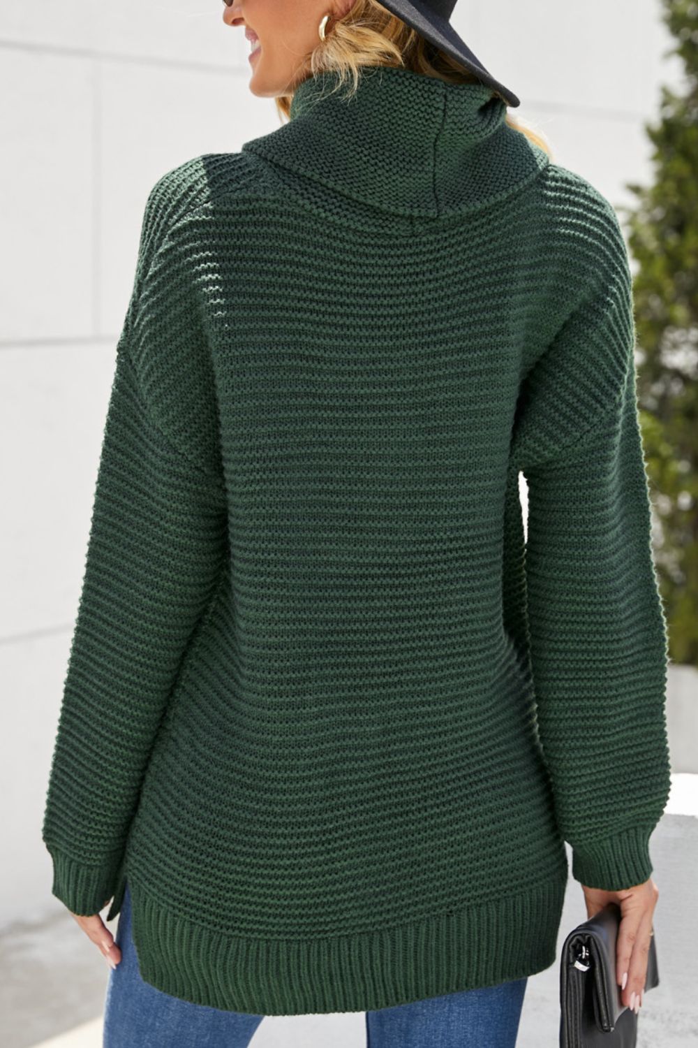 Side Slit Turtleneck Long Sleeve Sweater - Mervyns