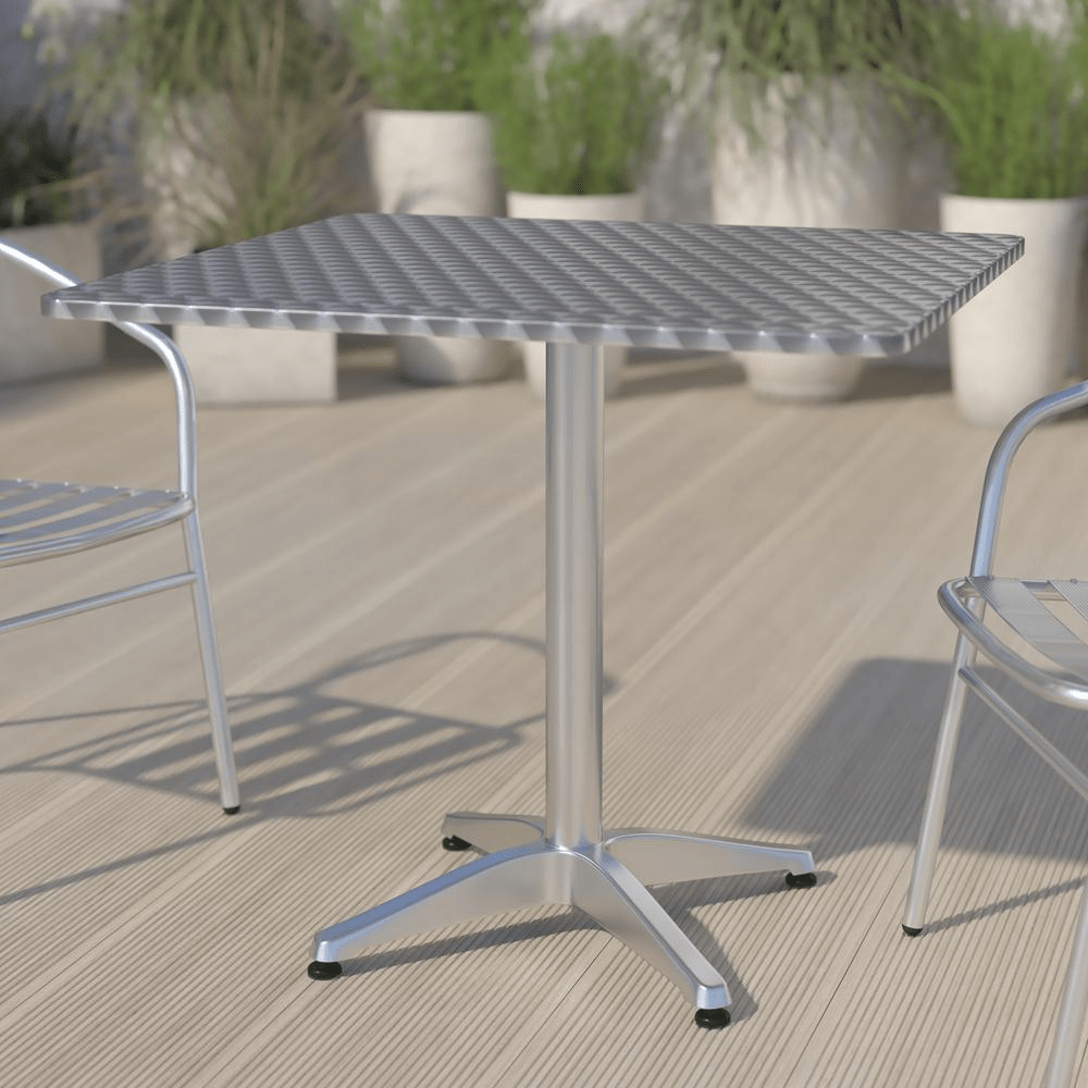 Silver Metal Indoor-Outdoor Restaurant Stack Chair with Metal Triple Slat Back - Mervyns
