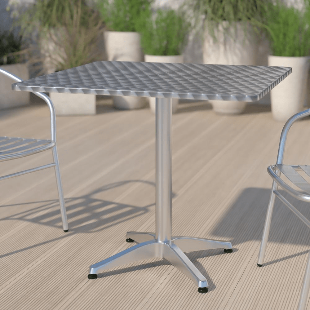 Silver Metal Indoor-Outdoor Restaurant Stack Chair with Metal Triple Slat Back - Mervyns