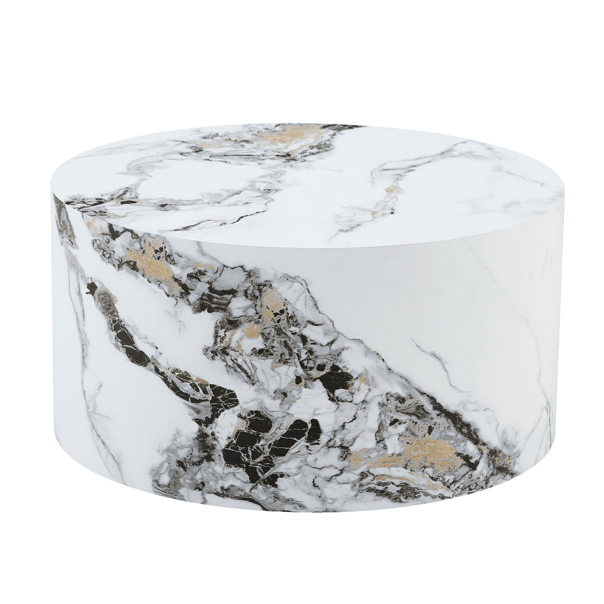 Simple Marble Texture Round MDF Coffee Table, Modern Minimalist Living Room - Mervyns
