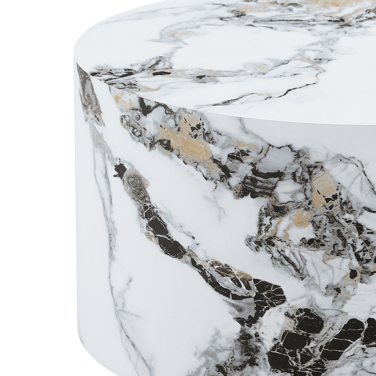 Simple Marble Texture Round MDF Coffee Table, Modern Minimalist Living Room - Mervyns